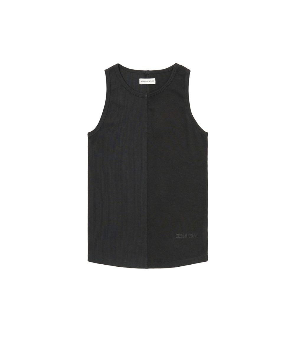 UNBALANCE SLEEVELESS TOP (BLACK)