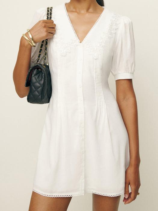 레이스 카라 버튼업 드레스 (Nonie Dress)_화이트 RF14307007