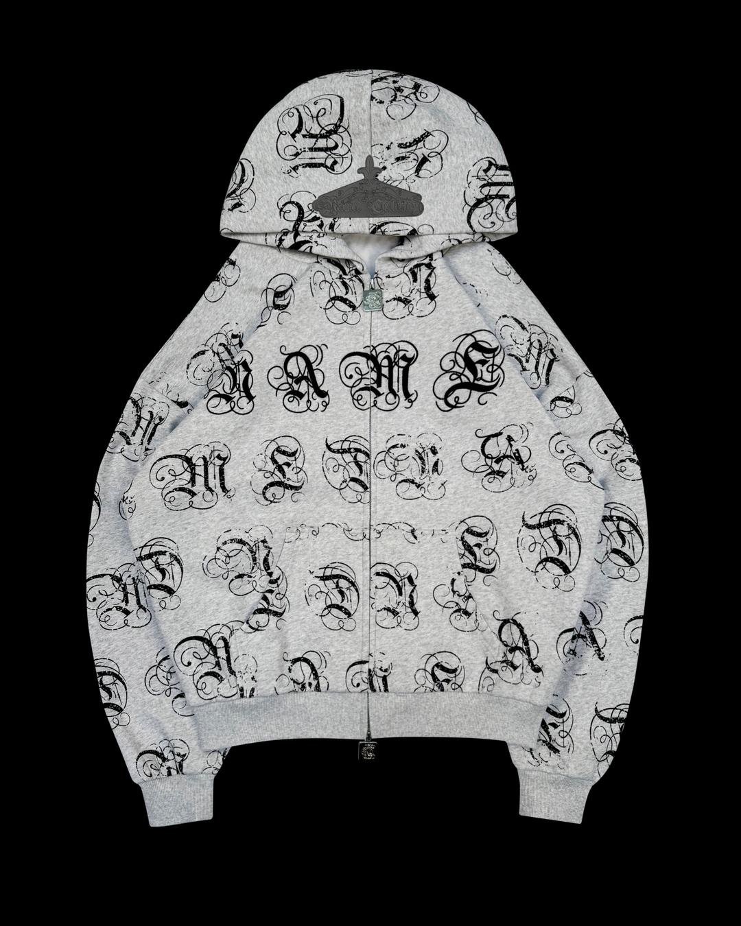 SIGNATURE ZIP HOODIE GREY MARL - XS