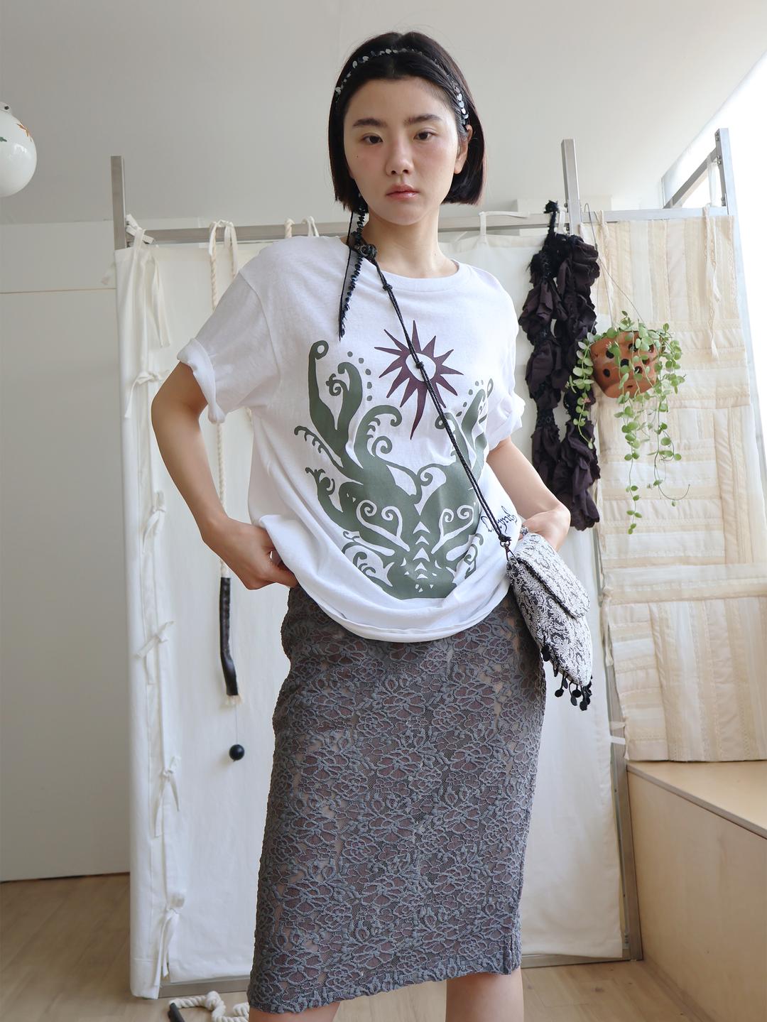 BLOOMING LACE SKIRT CLOVE GRAY