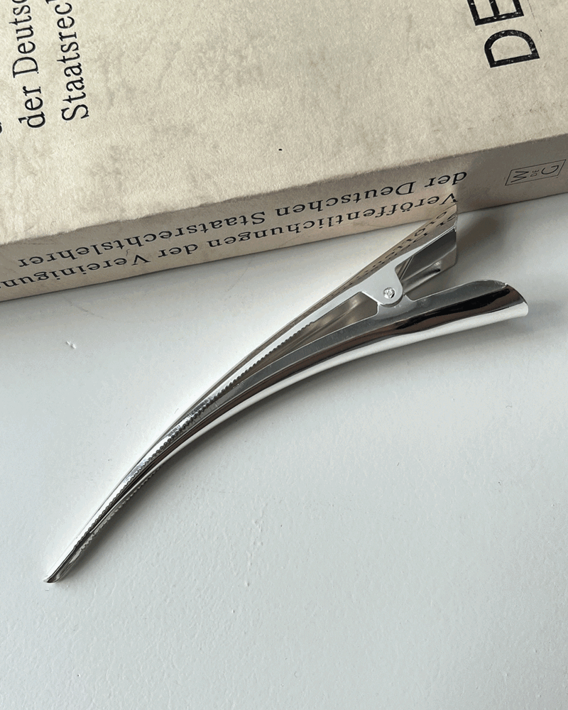 듀어 실버 메탈 헤어 클립 머리 집게핀