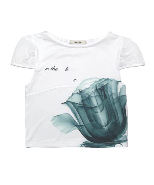 X-ray Rose Puff Cap Sleeve - WHITE