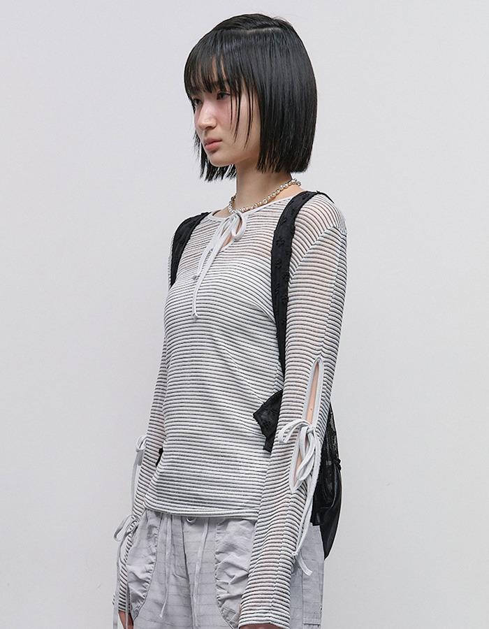 typeservice) Stripe Cut Out Top [White]