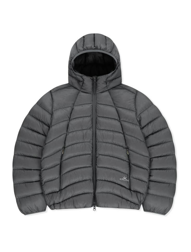 Hooded Fly Light Down Jacket Grey