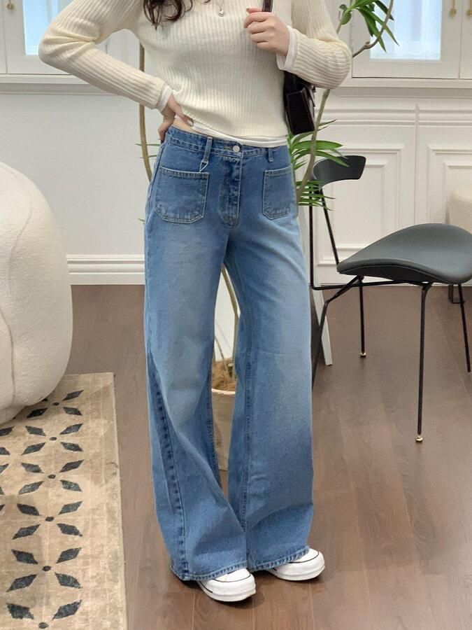 [봄ver./골반보정핏] 포켓 롱 와이드 세미부츠 데님 팬츠
