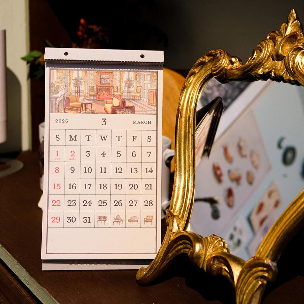 2026 Cecile & Cedric Vintage Calendar (데스크/벽걸이 겸용)