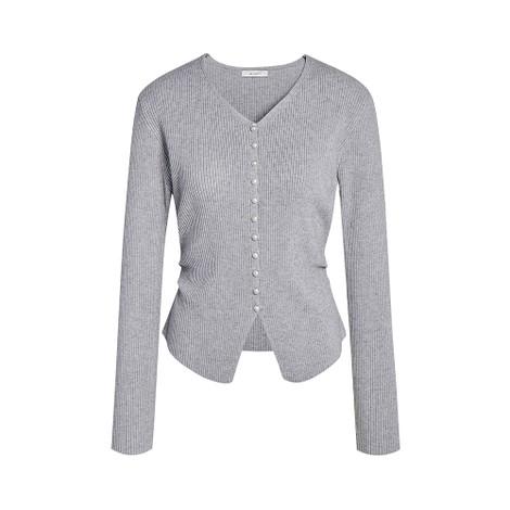 사이드 셔링 트임 V넥 진주 버튼 니트 GS3N1PO331