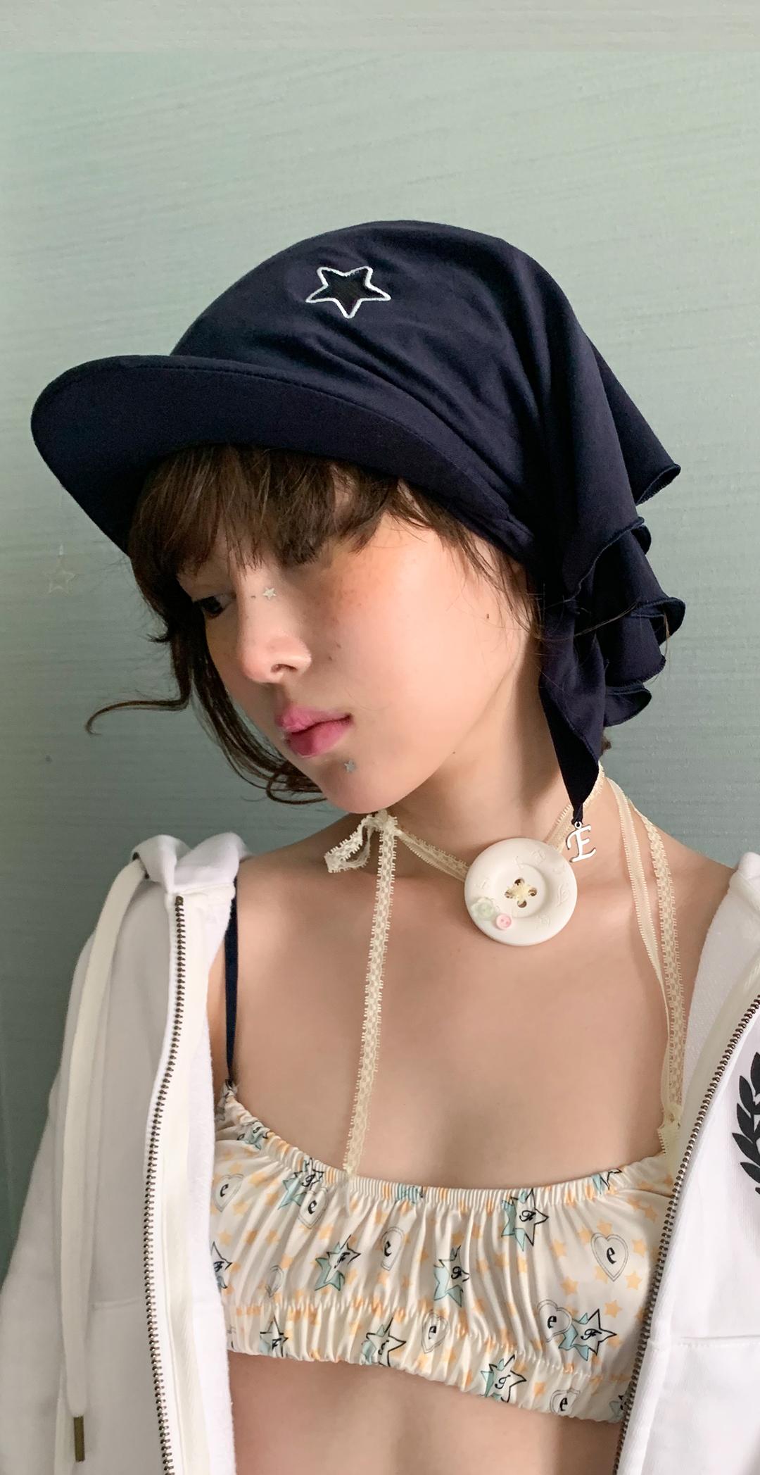 [F.E.E.S] star&charms bandana cap (navy)