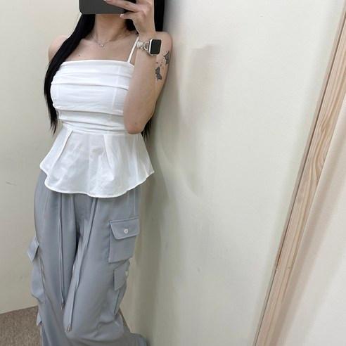 VANANA2 여성 페미닌 셔링 플레어 끈조절 나시 탑 4color - 티셔츠 | 쿠팡