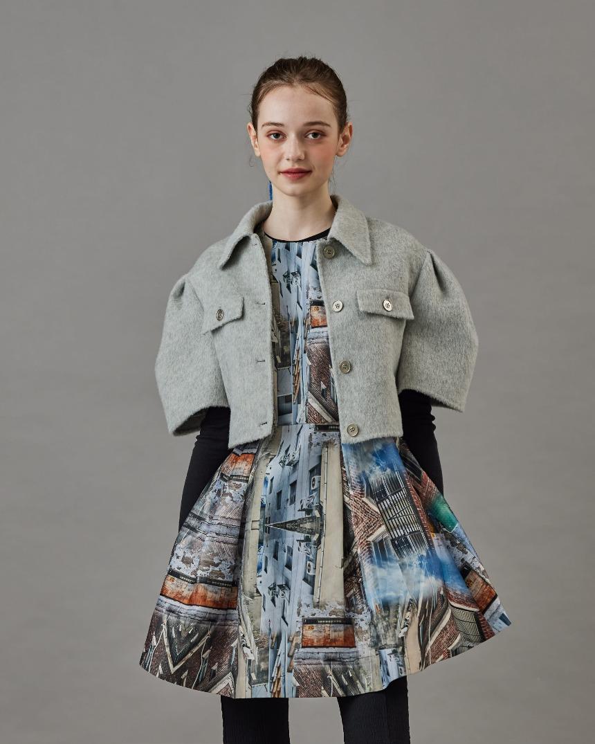 [HAND MADE] [tibaeg] HALF PS HM CT  하프 퍼프슬리브 핸드메이드 코트 GREY