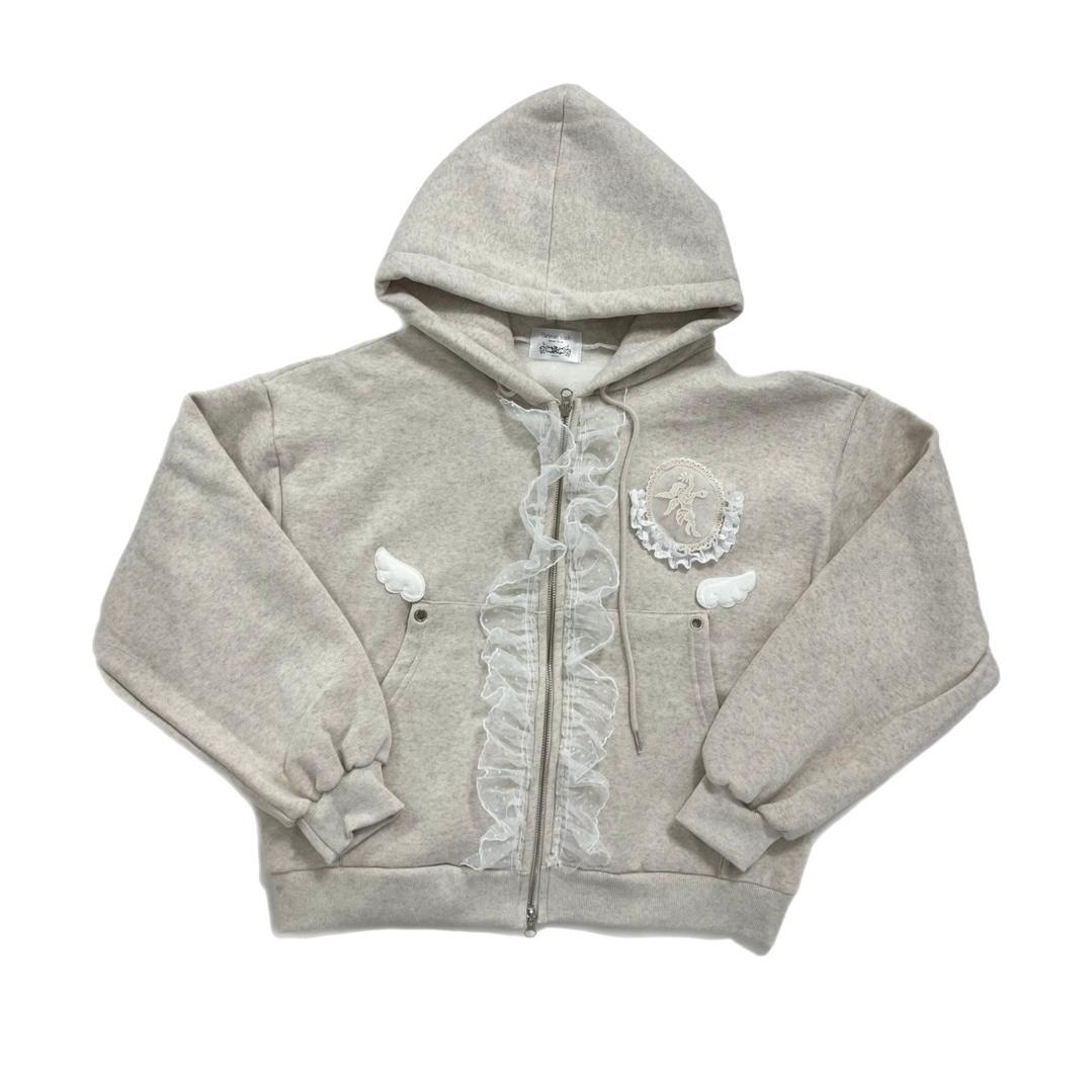 Gray Wings Hooded Zip-up