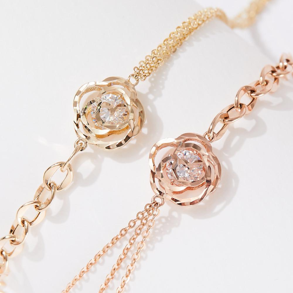 14k,18k 더블체인 샤인 로즈 여자 데일리 금 팔찌(4type)