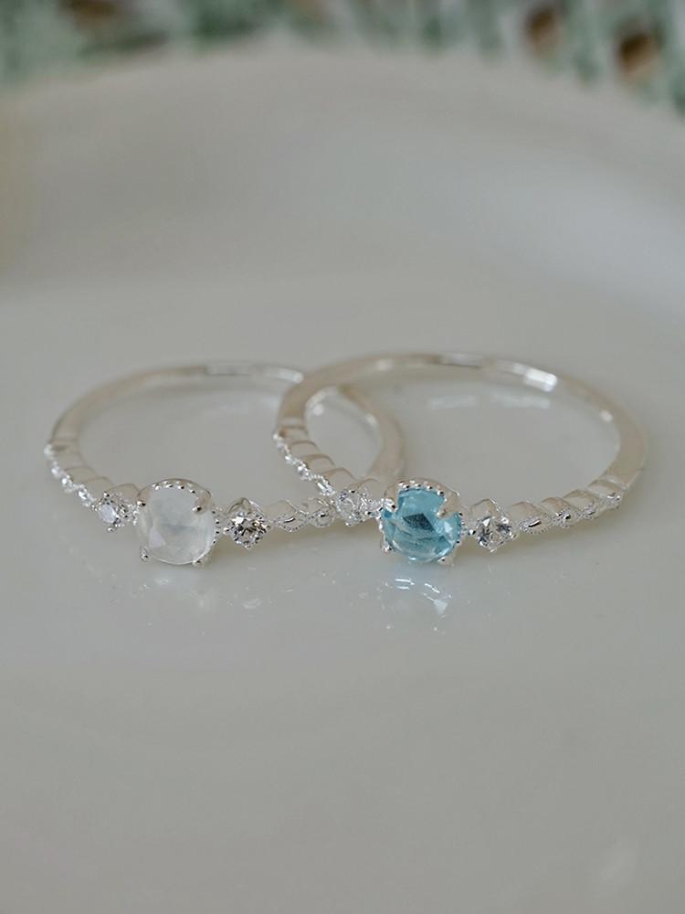 925silver 아이스컷팅 문스톤&스위스토파즈 원석반지