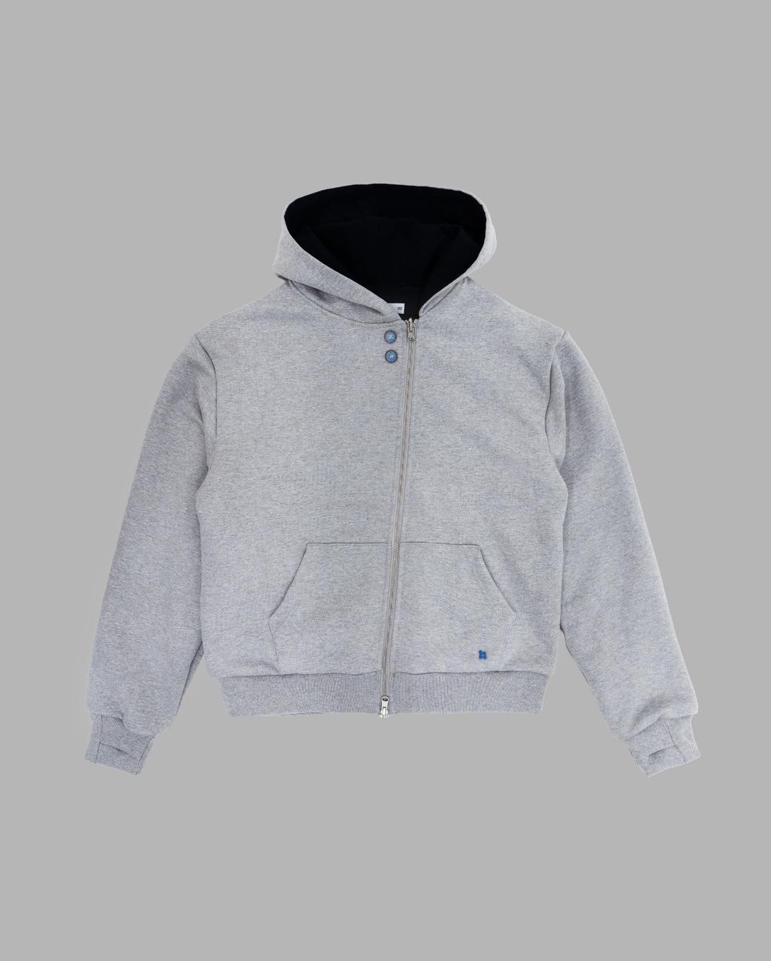 UNBALANCED REVERSIBLE HOODIE ZIP-UP GREY/NAVY