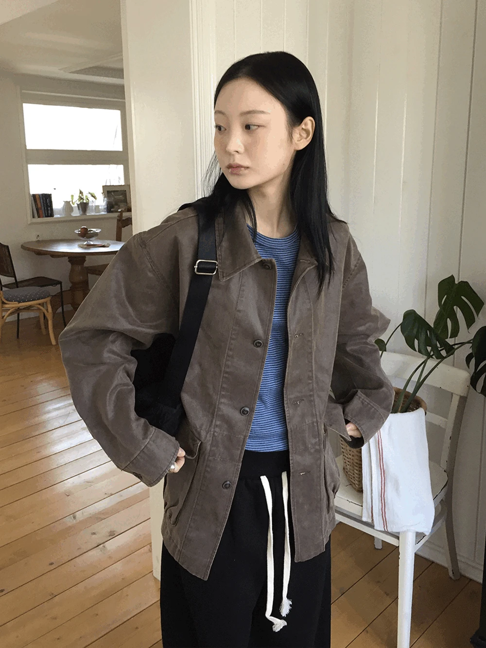 페럴 오버핏 워싱 레더 자켓 (2c)