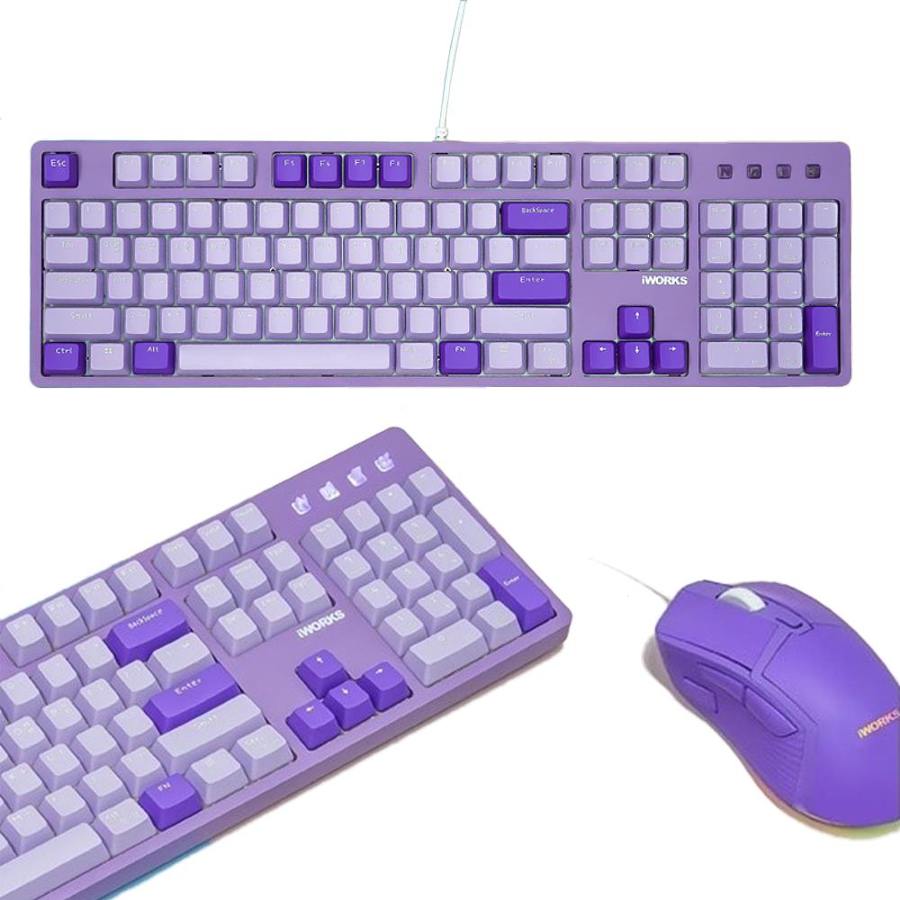 기계식 보라색키보드 적축 마우스세트 게임 usb ps2