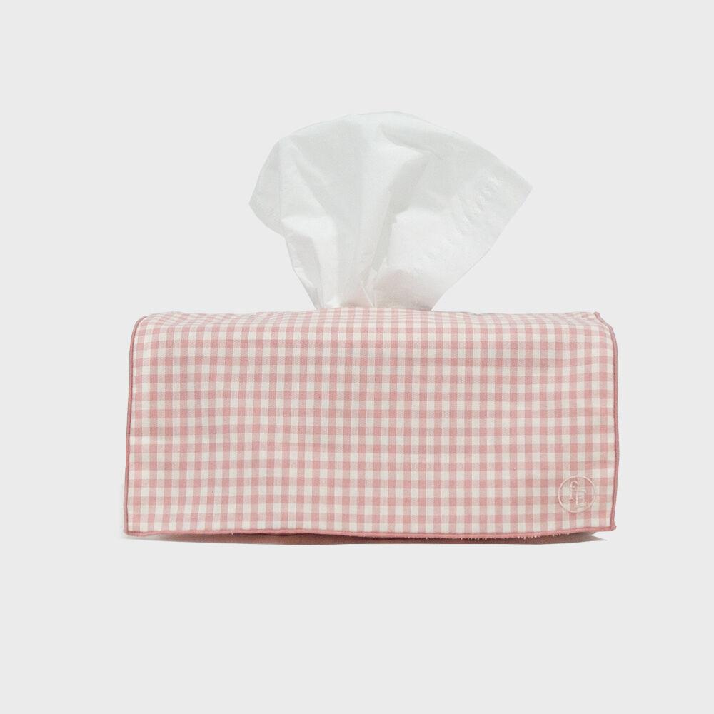 깅엄체크 패브릭 각티슈커버