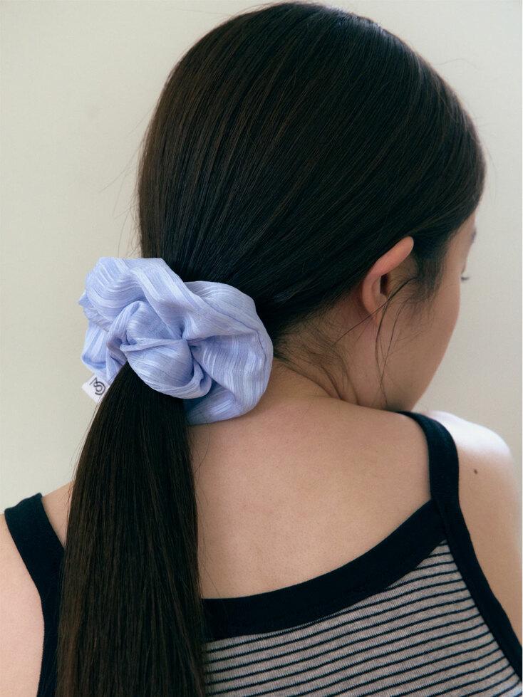 Check Sheer Scrunchie (Sky Blue)