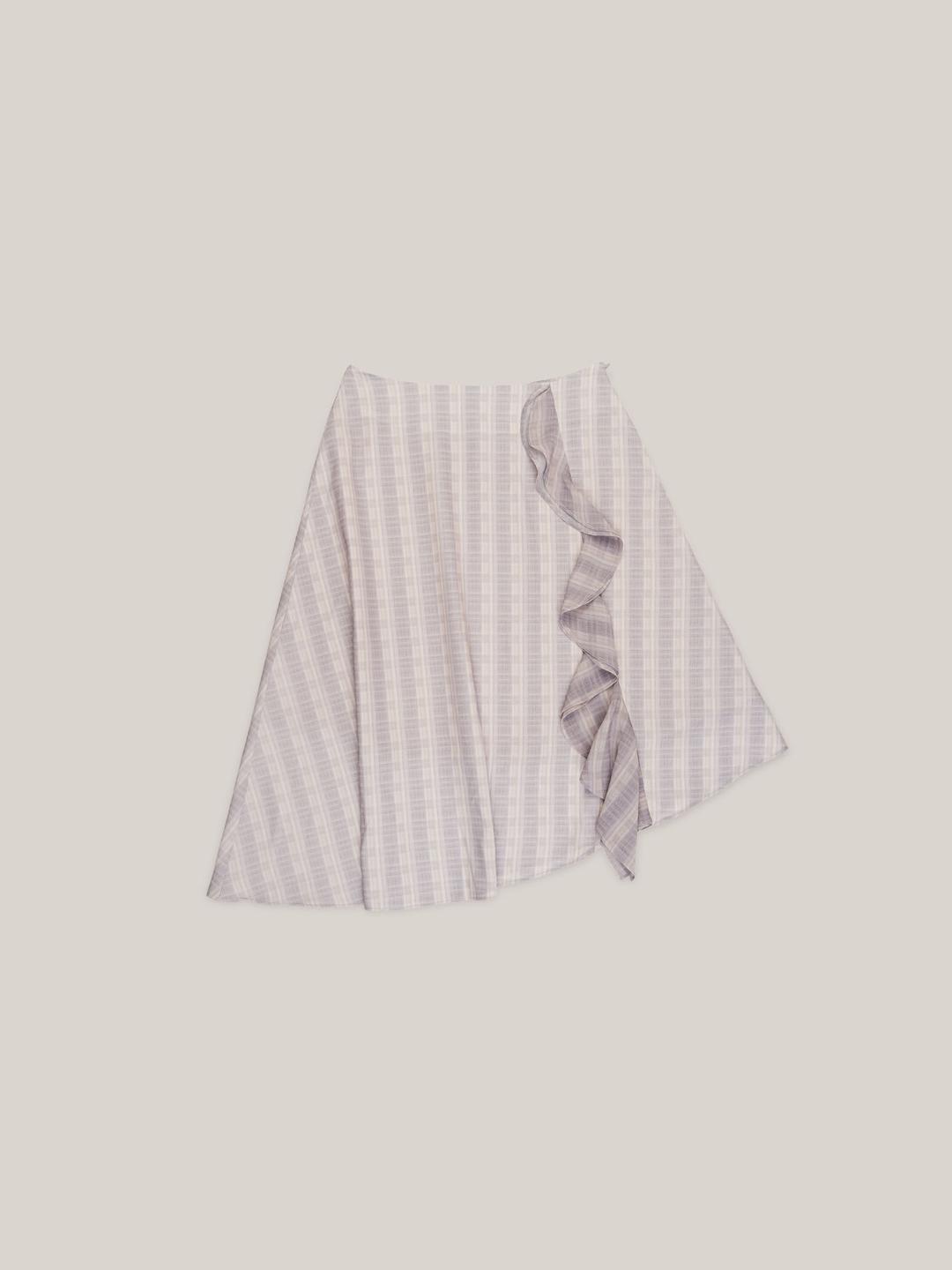 FRILL CHECK SKIRT  [ LAVENDER ]