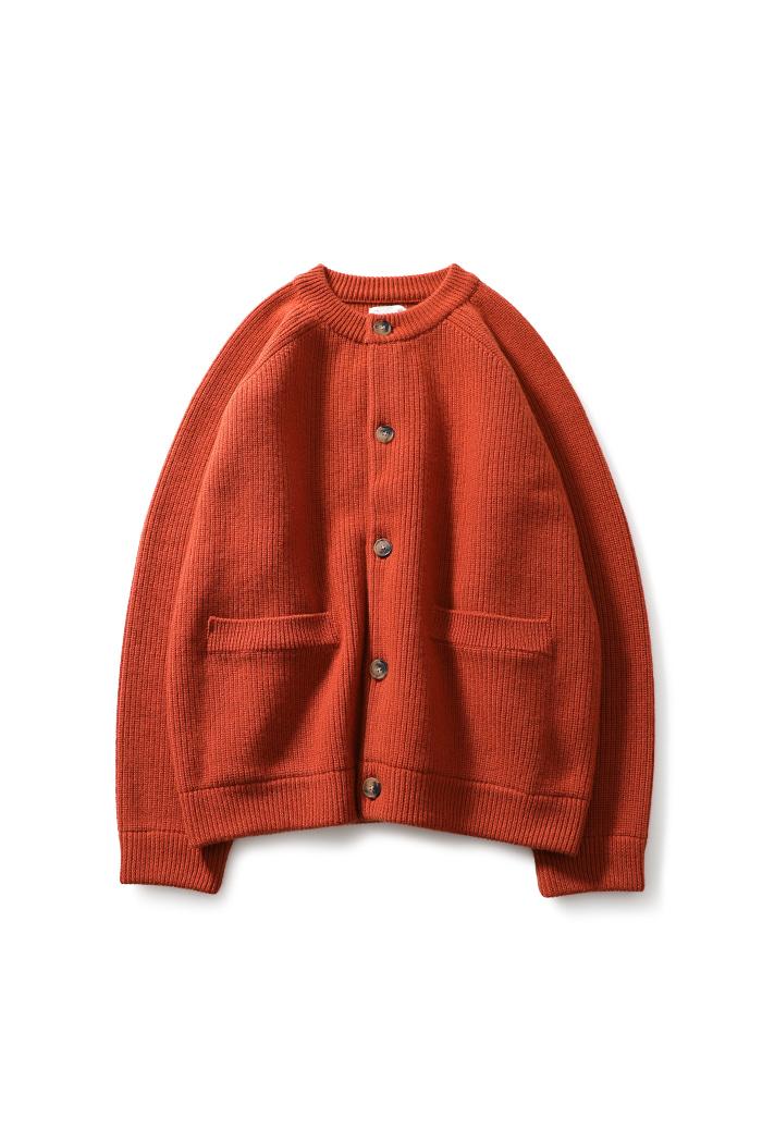 22FW Annette Superfine Wool Heavy Knit Cardigan Rust Orange