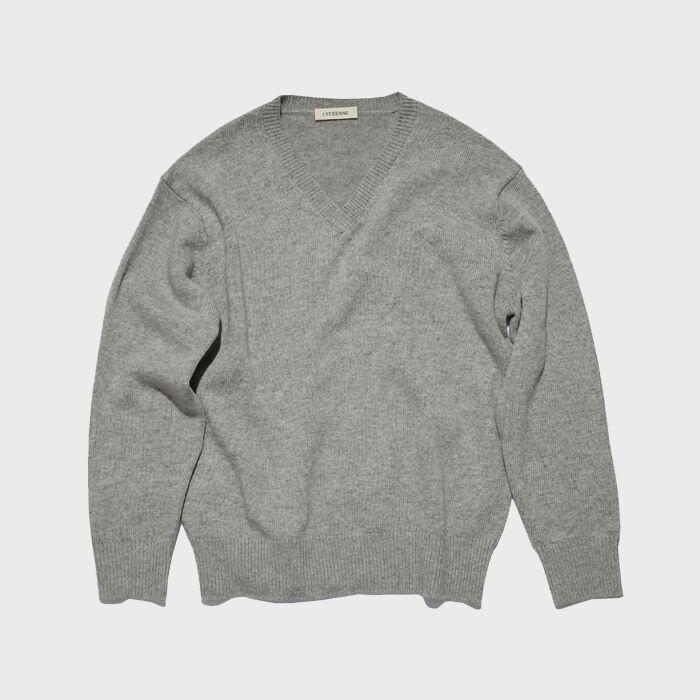 우먼 free 베이직 브이넥 니트 - 그레이