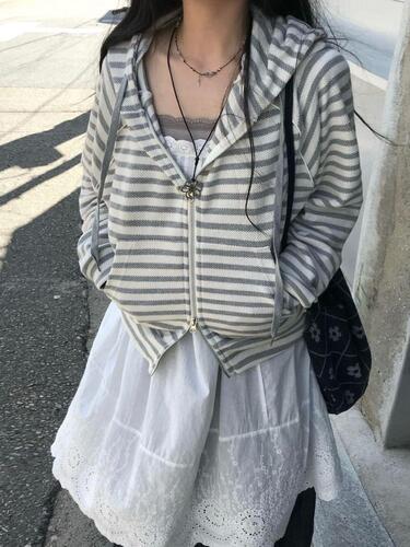 (3color)크로플 단가라 후드집업