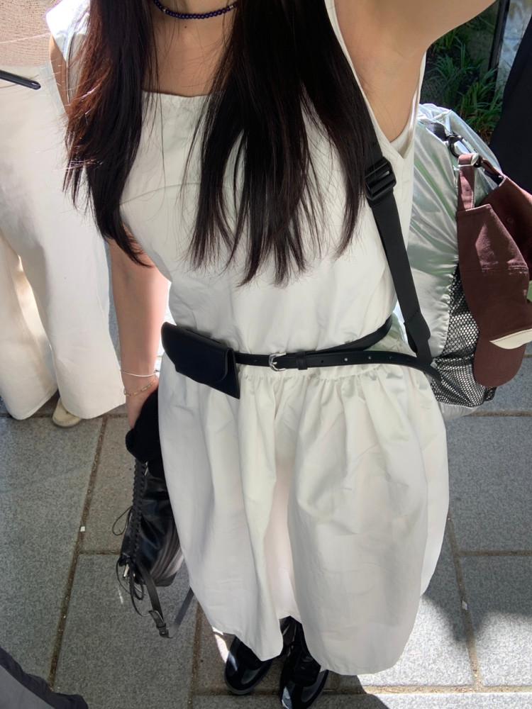 여자 이플 라운드 카드지갑 미니 벨트백