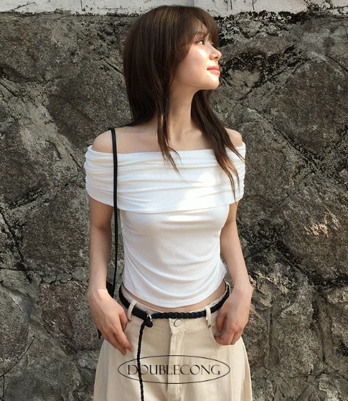[여리핏/여름반팔]피치 옆셔링 오프숄더 반팔(3colors)