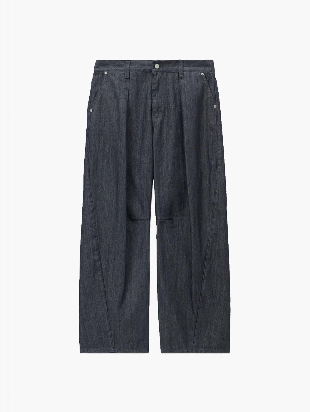 커브드 셋업 와이드 데님팬츠 - 데님