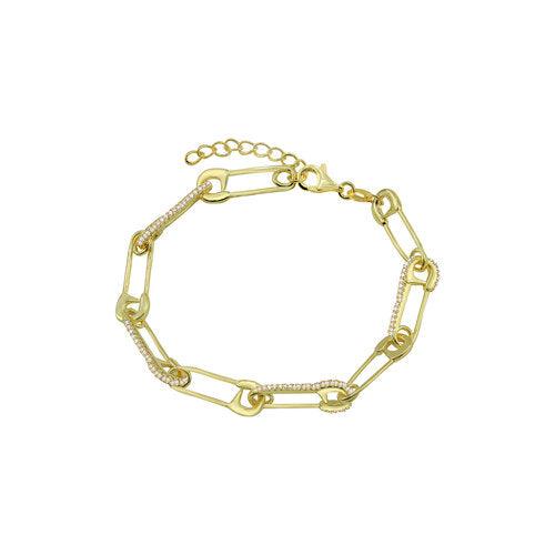 THE PAVE' SAFETY PIN BRACELET - GOLD VERMEIL