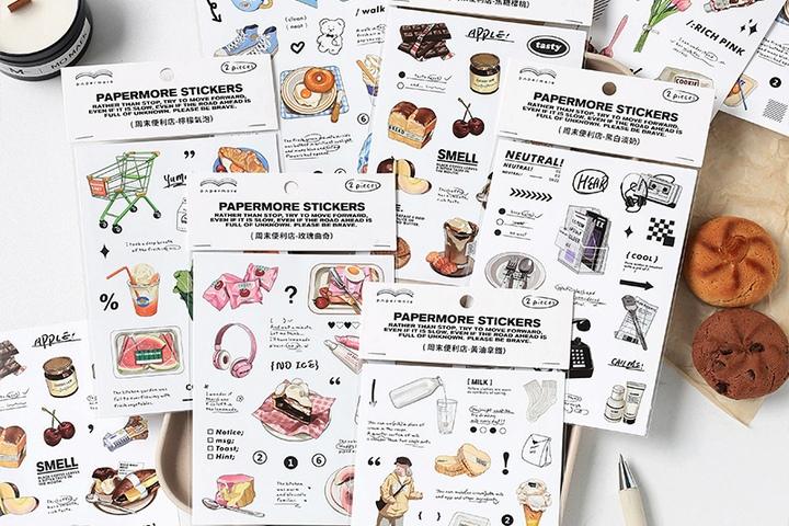 감성 다꾸 디저트 베이커리 일상 소품 스티커 2장 세트