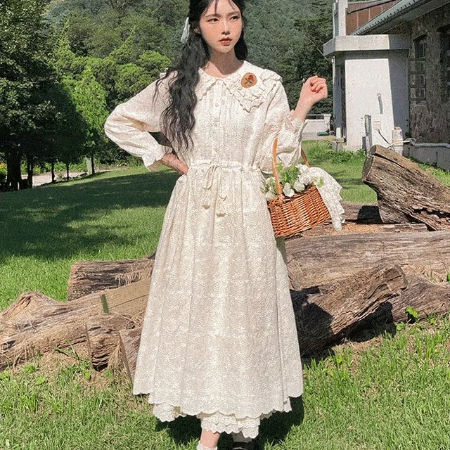 (단독) 알리 빅카라 롱원피스 레이스 자수 프릴 빅사이즈