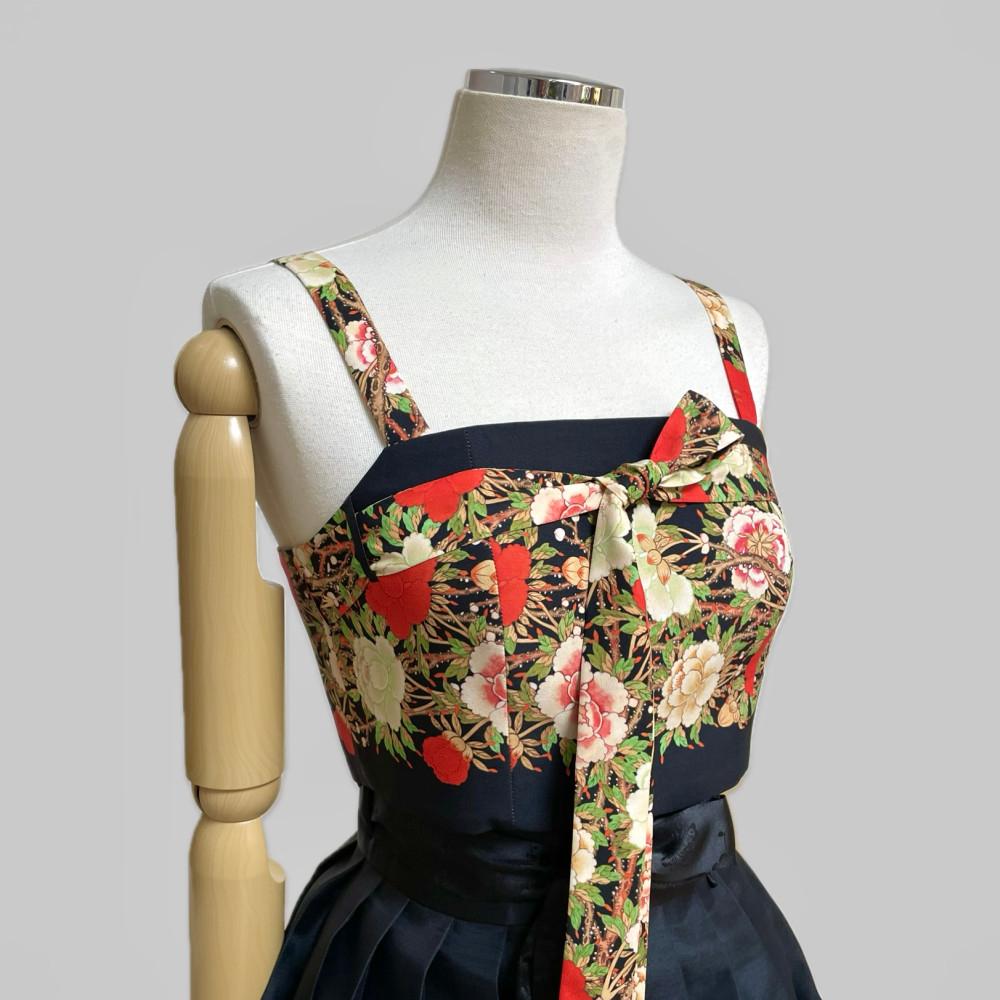 [자락셀렉트] 자락 생활한복 모란도 말기 뷔스티에 블랙