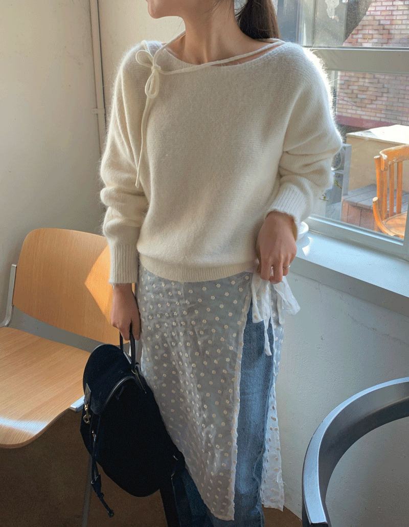 리본 앙고라 보트넥 니트 (6color)