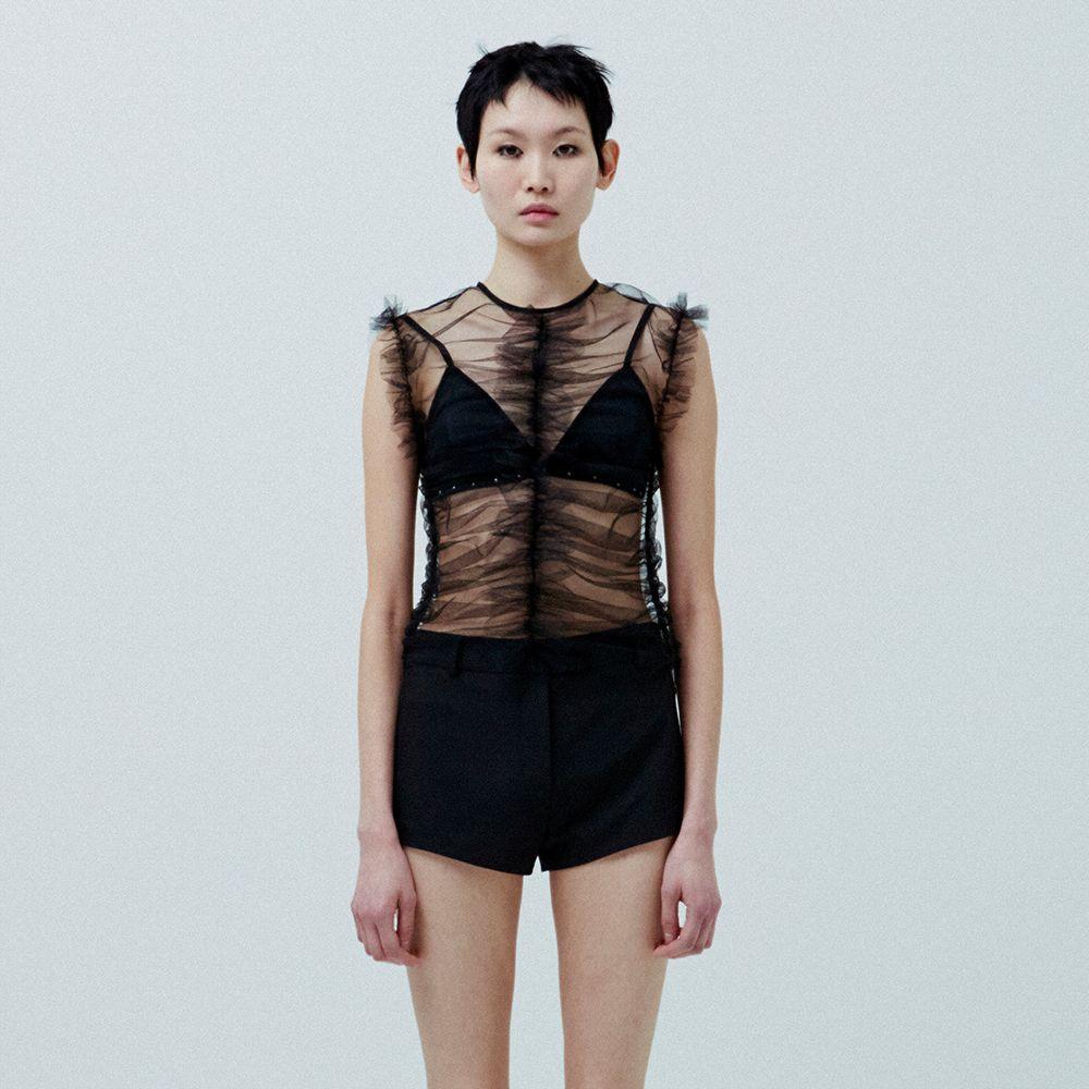 SHEER TULLE BLOUSE (BLACK)