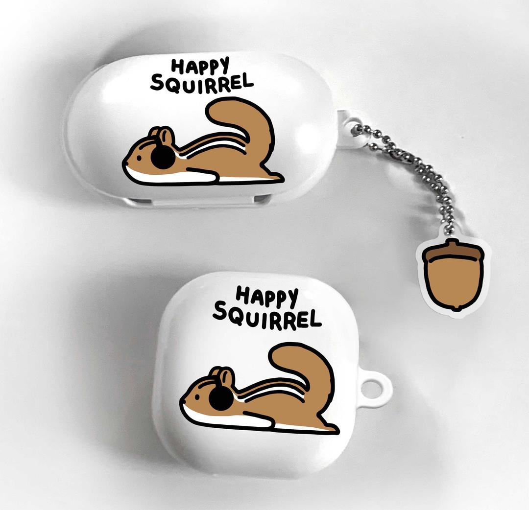 다람쥐 도토리 키링세트 귀여운 동물일러스트 일러스트 버즈라이브 버즈프로2케이스 귀여운 디자인 골드실버키링 커플케이스 친구생일선물 유니크 러블리 커플 그림케이스