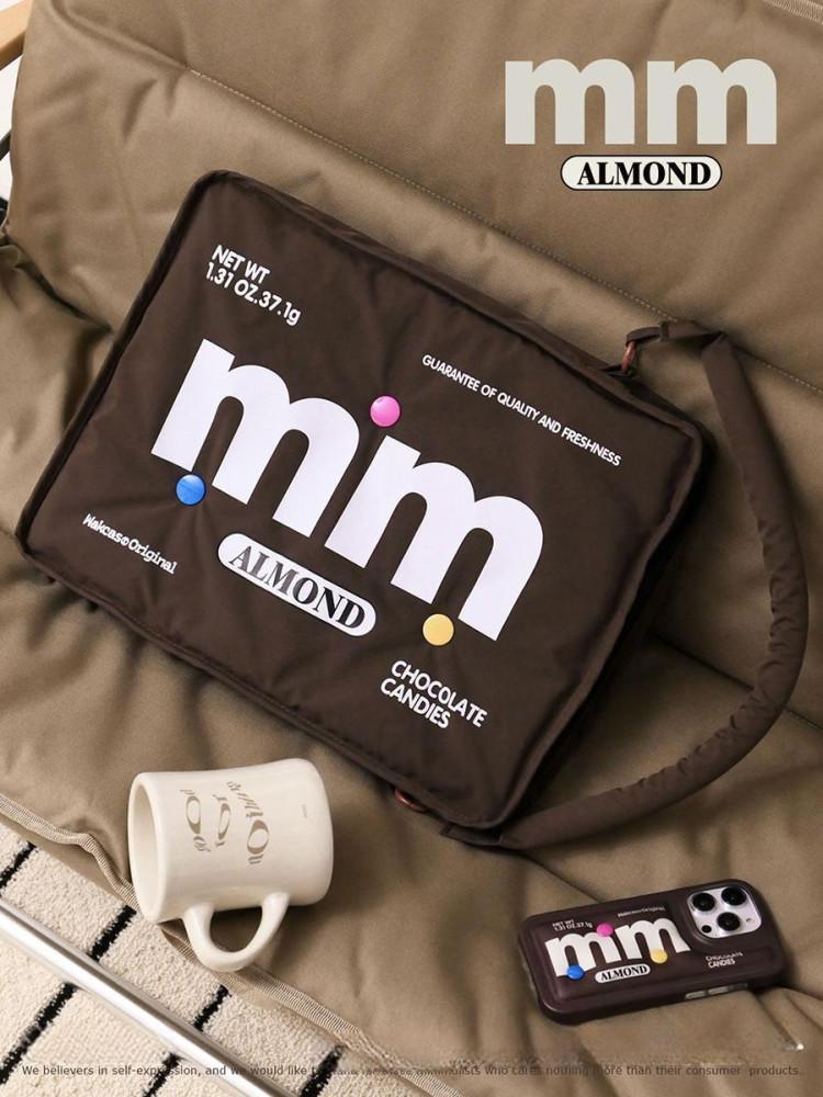 수심 초콜릿 패딩 노트북 파우치 케이스 맥북 아이패드 태블릿 가방 어깨끈 숄더 16인치