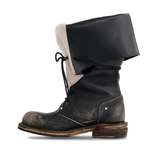 [Exclusive] [11/4 예약배송} Folded lace-up long boots_Rub Off Black