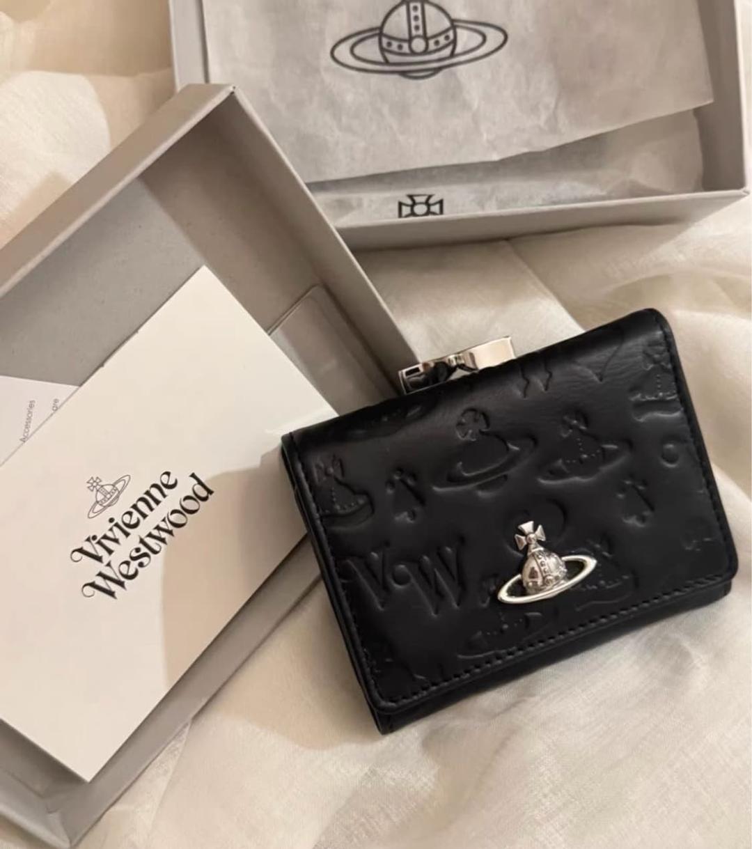 비비안웨스트우드 아카이브 펀칭 블랙 레더 은장 orb 하프월렛 반지갑 | 후루츠패밀리