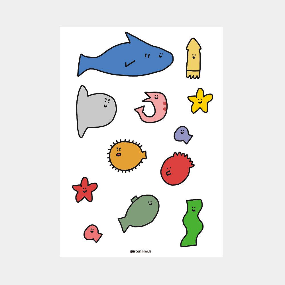 바다친구들 리무버블 스티커