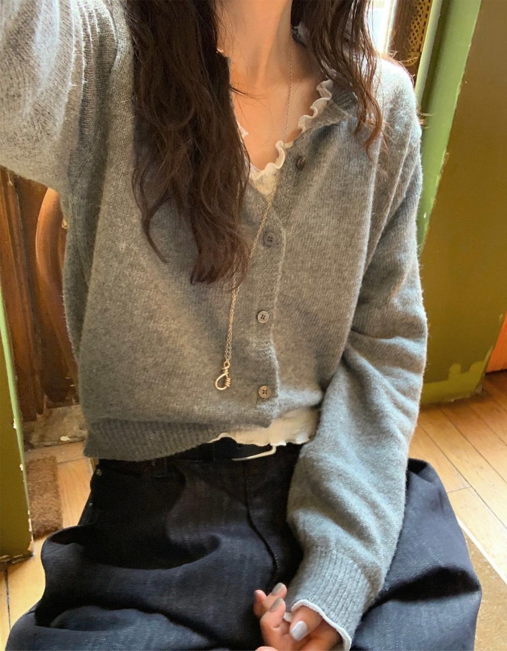 [베이지,블랙 당일][AN] minimal knit cardigan