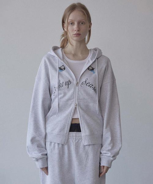 My Go To Hoodie Zip-Up White Melange