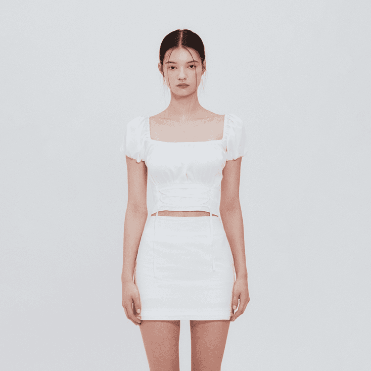 Corset crop blouse (white)