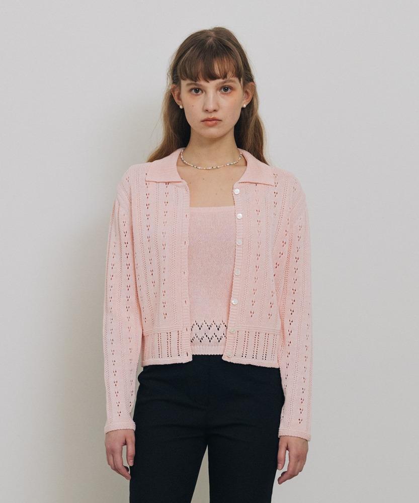 [김나영 착용] PUNCHING KNIT CARDIGAN PINK