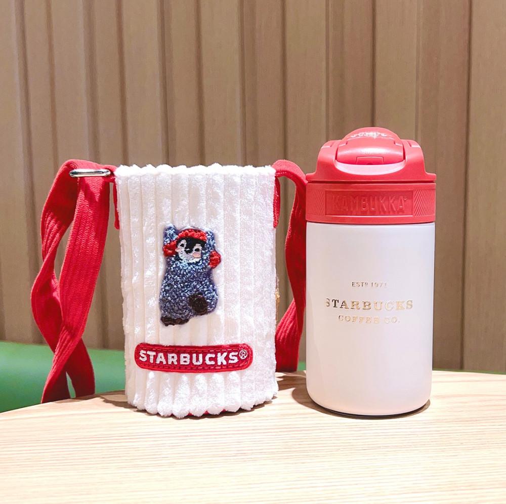 스타벅스차이나 2022성탄MD2차 화이트골지 텀블러백 스테인리스 빨대텀블러