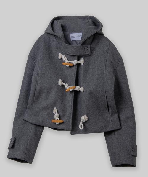 플레이스 스튜디오(PLACE STUDIO)  후드 크롭 더플 코트 자켓 점퍼 [그레이] - 사이즈 & 후기 | 무신사