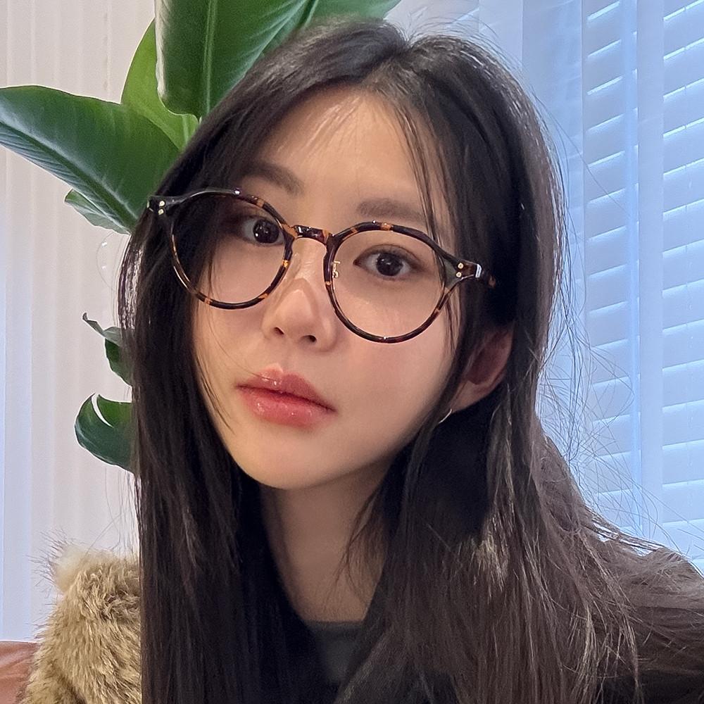 호피 뿔테 안경 가벼운 다각 원형 보스턴 안경테