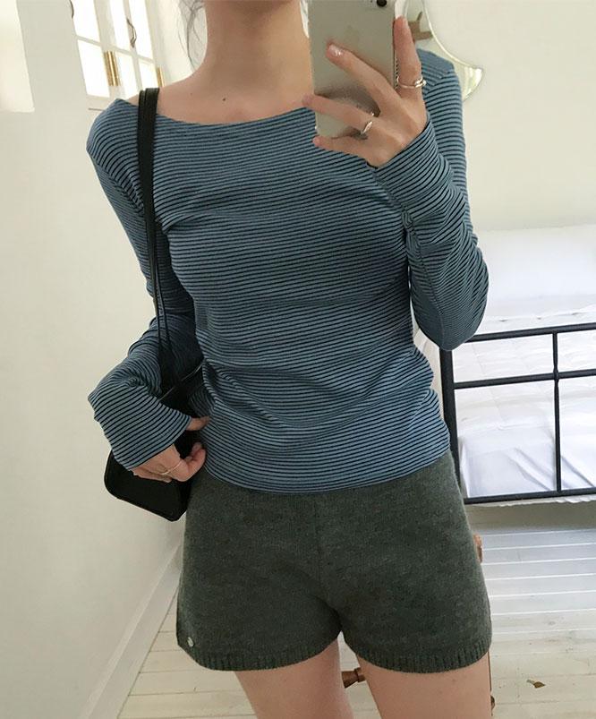 [가을신상🍂] 뮤시 스트라이프 보트넥 티셔츠 (5color)