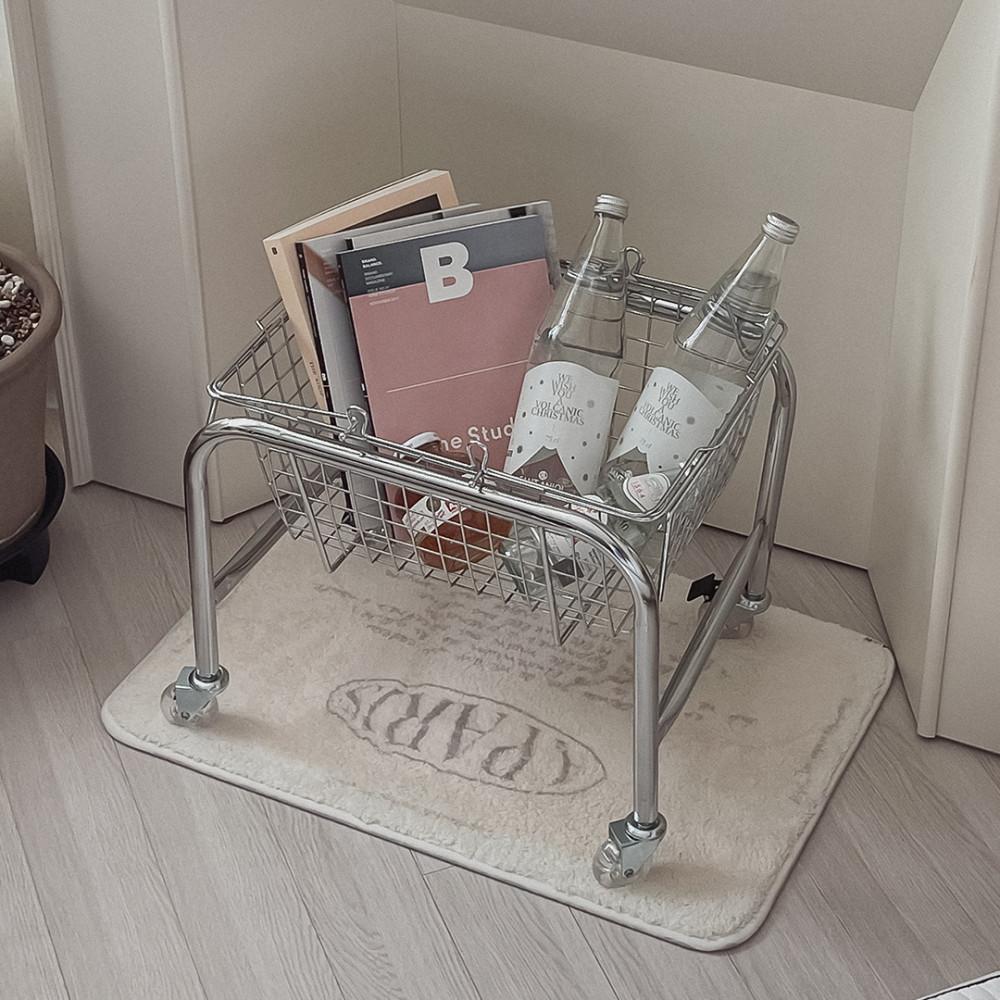 오룸 폼폼 미니 트롤리 이동식 다용도 철제 바구니 카트