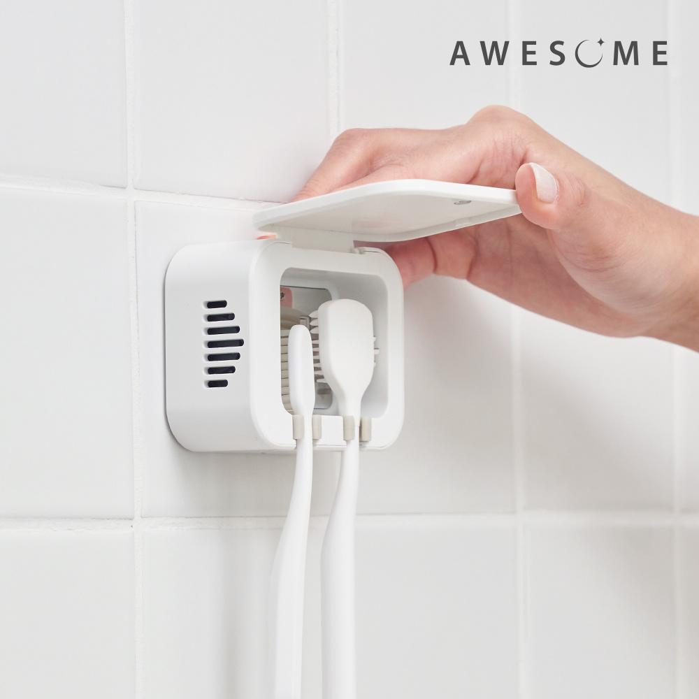 어썸 무선 2구 UV-C LED 히팅건조 가정용 휴대용 충전식 칫솔살균기 ATS-2000